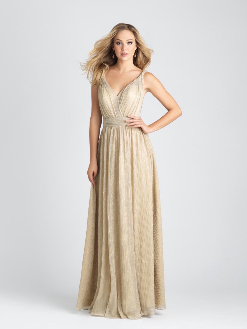 🆕 Allure Bridal Shimmer Gold Bridesmaid Dress 14